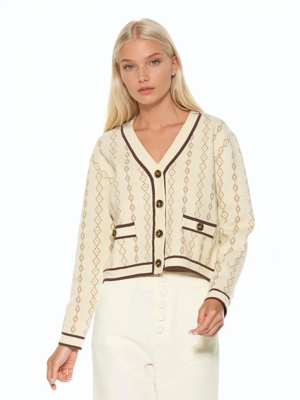 Кардиган Briar Collegiate Contrast Trim Alexia Admor — изображение 1 из 3, белый