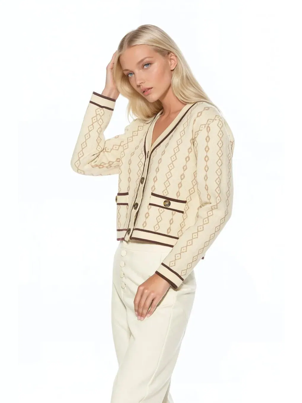 Кардиган Briar Collegiate Contrast Trim Alexia Admor — изображение 3 из 3, белый