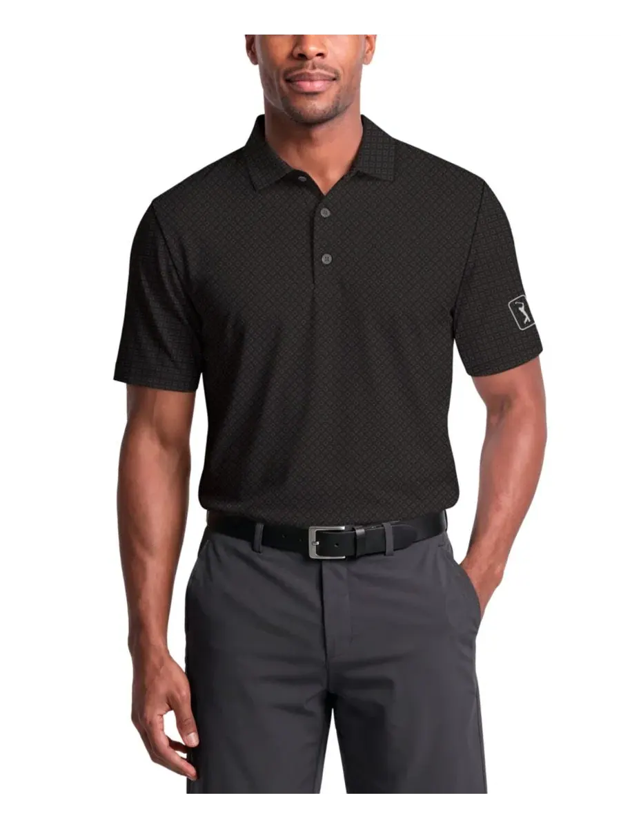 Мужское поло для гольфа с геометрическим принтом Essential Geo Print PGA TOUR — бежевый