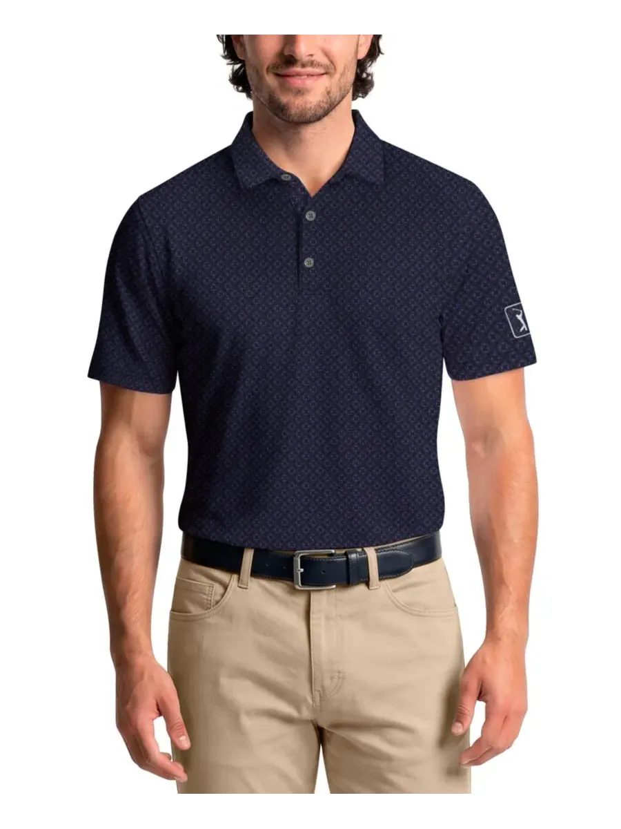 Мужское поло с геометрическим принтом Essential Geo Print PGA TOUR, Peacoat
