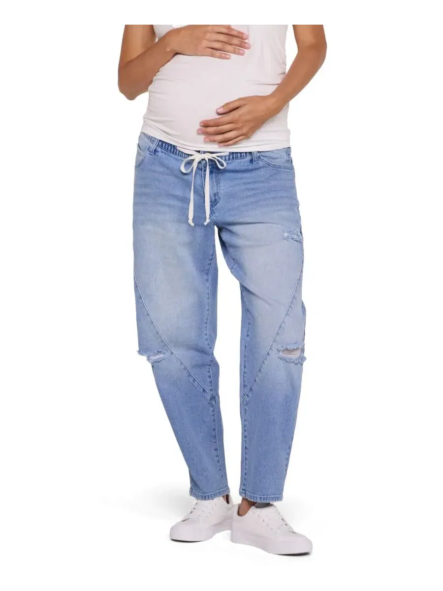 Джинсы свободного кроя с завязкой для беременных Motherhood Maternity, Moni Wash — изображение 1 из 5