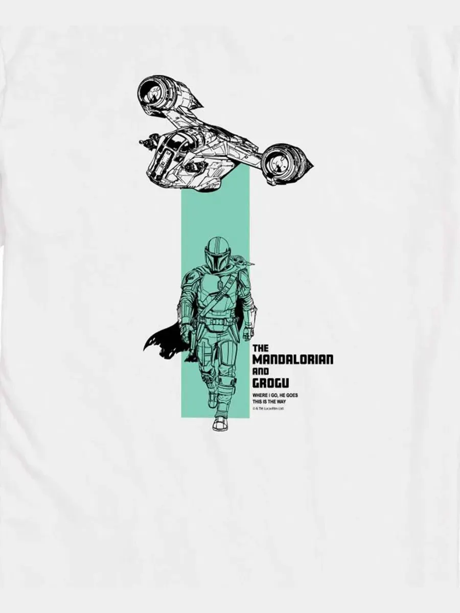 Футболка с принтом The Mandalorian & Grogu Spaceship AIRWAVES — изображение 3 из 3, белый