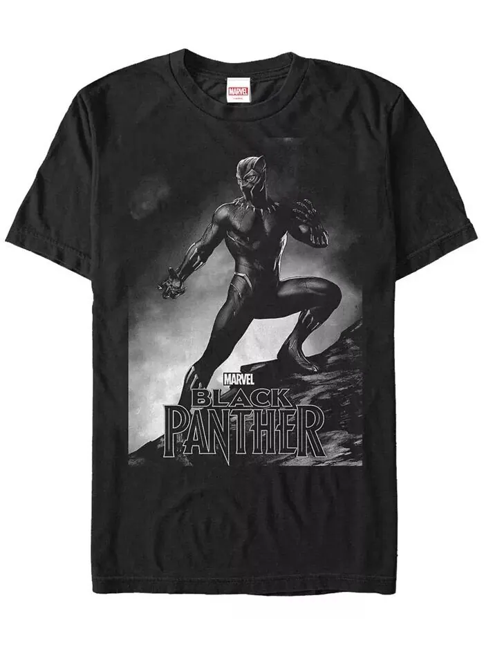 Футболка с коротким рукавом от Marvel Men's Black Panther Posed Black Panther Fifth Sun — изображение 1 из 1, черный