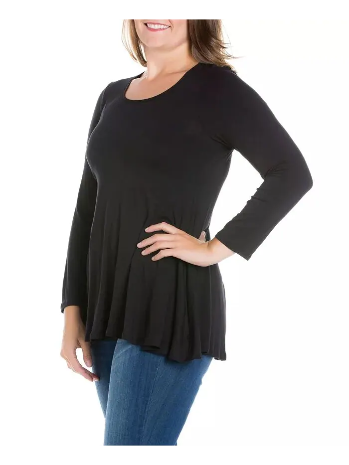 Женская туника больших размеров Poised Swing Top 24seven Comfort Apparel — изображение 2 из 3, черный