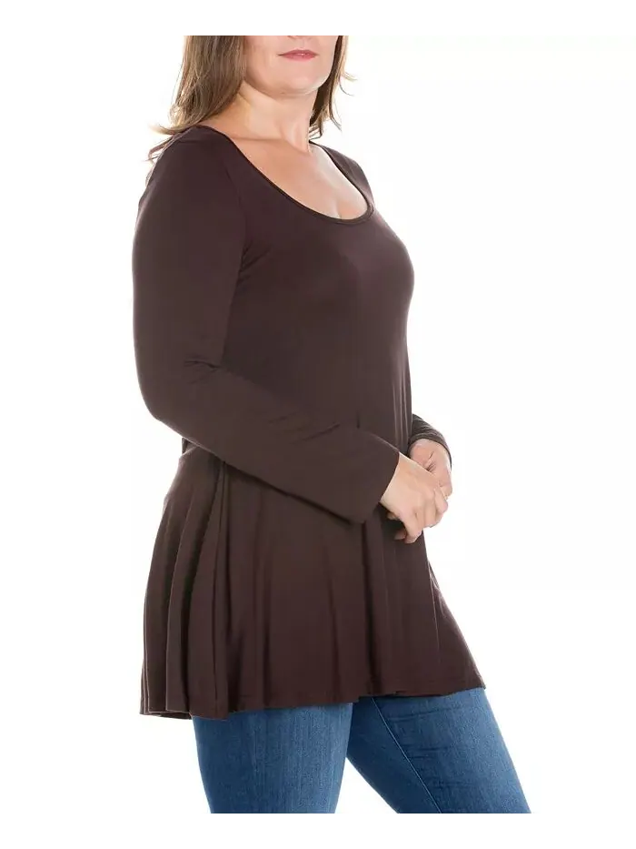 Женская туника больших размеров Poised Swing Top 24seven Comfort Apparel — изображение 2 из 3, коричневый