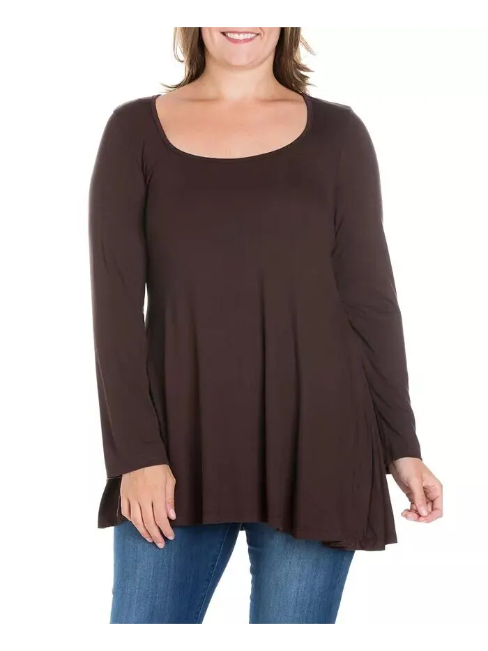 Женская туника больших размеров Poised Swing Top 24seven Comfort Apparel — изображение 3 из 3, коричневый