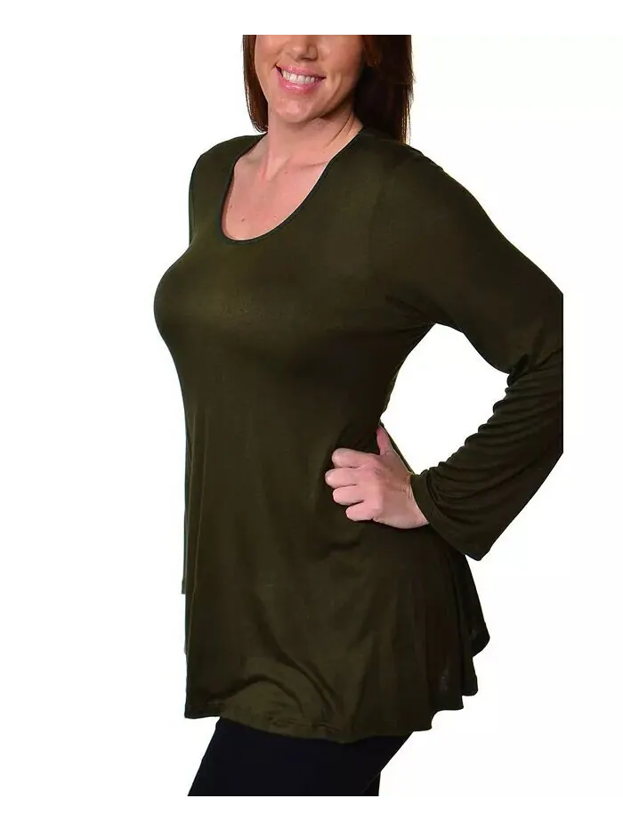 Женская туника больших размеров Poised Swing Top 24seven Comfort Apparel — изображение 2 из 3, армейский