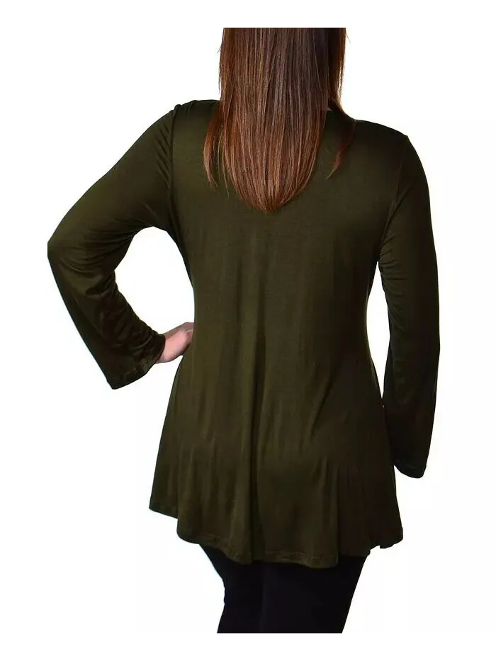 Женская туника больших размеров Poised Swing Top 24seven Comfort Apparel — изображение 3 из 3, армейский