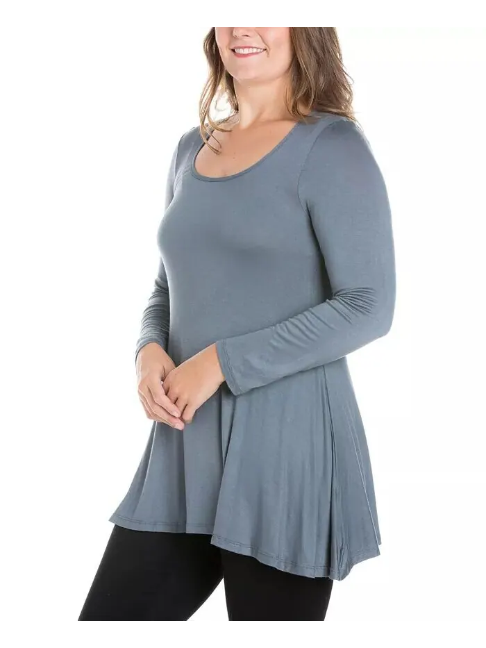 Женская туника больших размеров Poised Swing Top 24seven Comfort Apparel — изображение 2 из 3, темно-серый