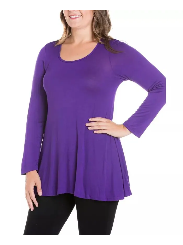 Женская туника больших размеров Poised Swing Top 24seven Comfort Apparel — изображение 2 из 3, аметист