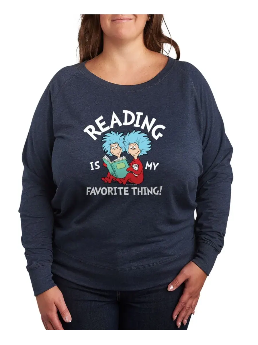 Свитшот с принтом Dr. Seuss Reading Is My Favorite Thing Hybrid Apparel — изображение 1 из 3, индиго