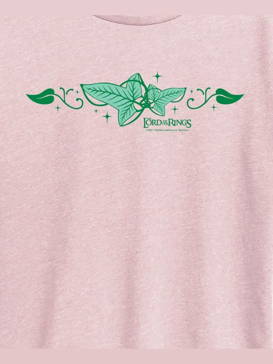 Футболка с графическим принтом Lord of the Rings Elven Ivy Leaf Brooch Hybrid Apparel — изображение 3 из 3, розовый