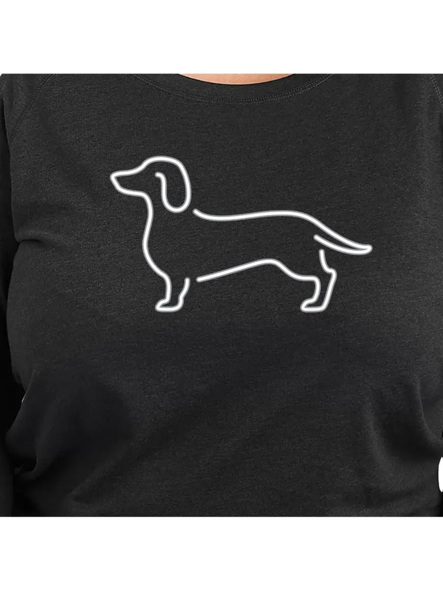 Пуловер с графическим изображением таксы больших размеров Hybrid Apparel — изображение 2 из 3, серый