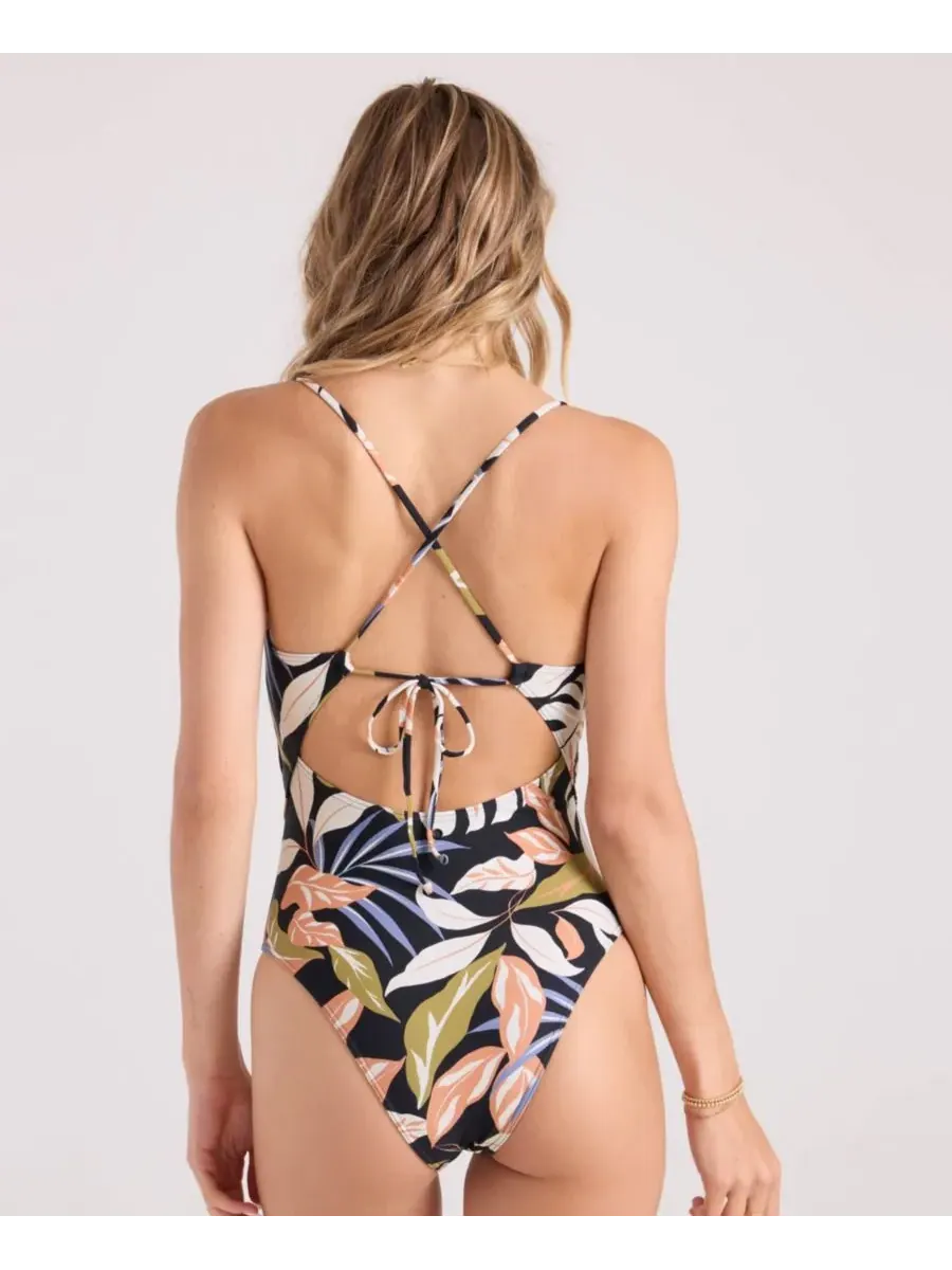 Женский слитный купальник Distant Tropic с вырезом-лодочкой Volcom — изображение 4 из 4, черный мульти