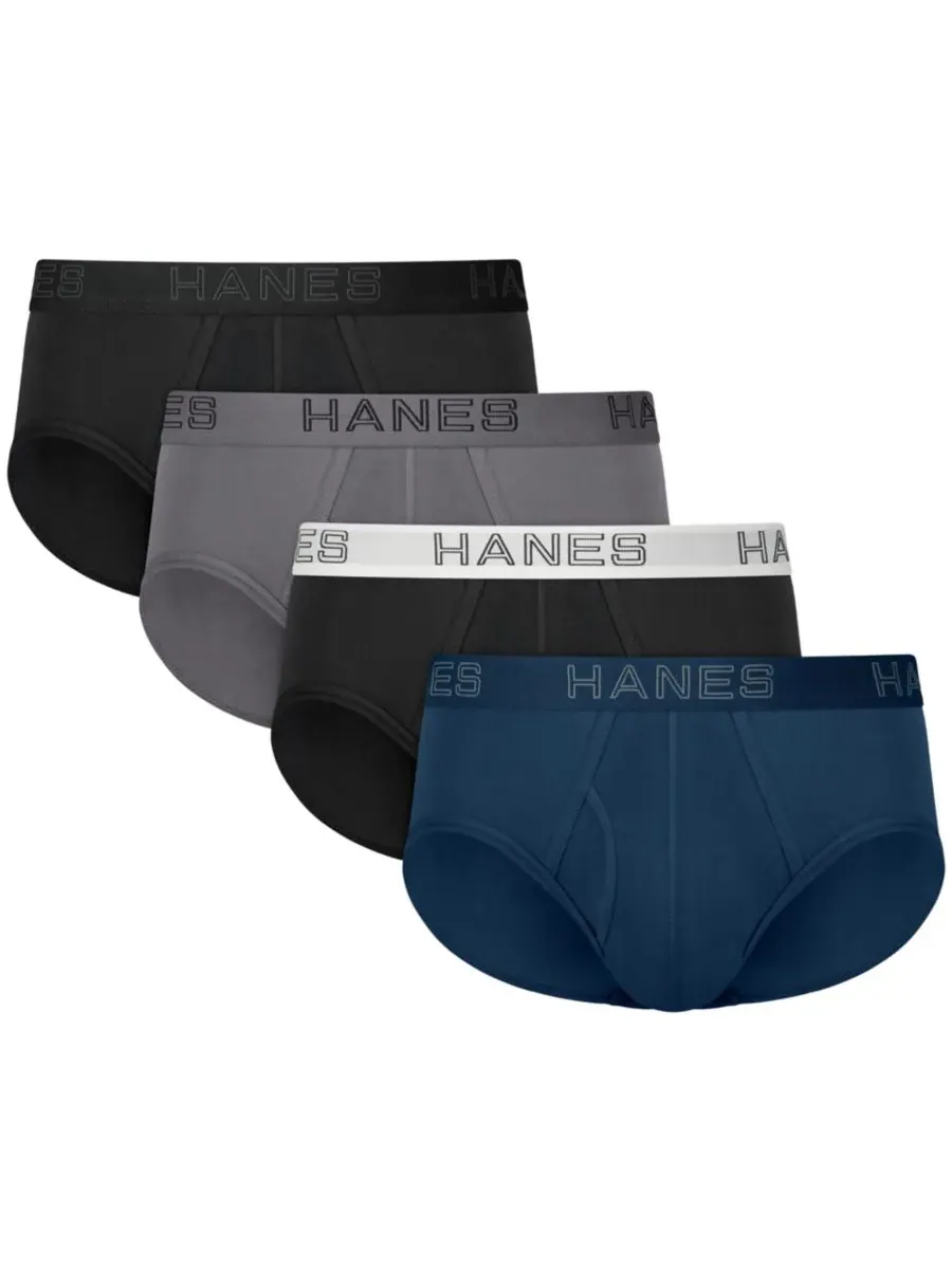 Мужские эластичные хлопковые трусы Ultimate Cotton Stretch, комплект из 4 штук Hanes — изображение 1 из 6, разноцветный