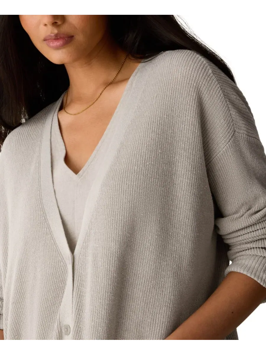 Женский и большой размер кардиган с V-образным вырезом Eileen Fisher — изображение 3 из 4, прозрачный
