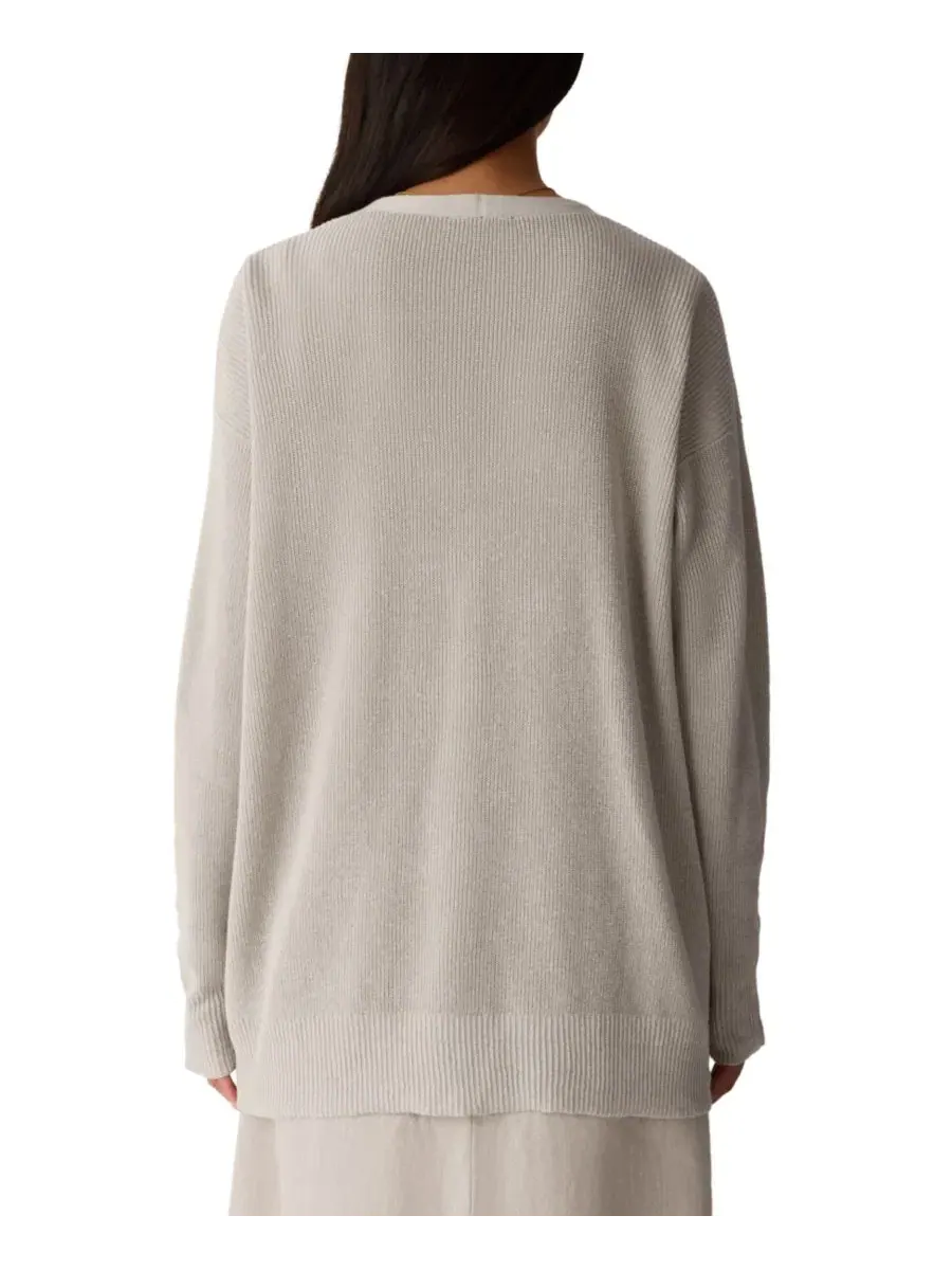 Женский и большой размер кардиган с V-образным вырезом Eileen Fisher — изображение 4 из 4, прозрачный