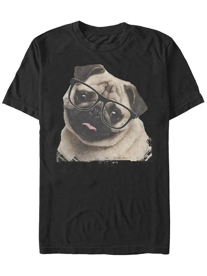 Мужская футболка с короткими рукавами и круглым вырезом Pug Nerd Fifth Sun — изображение 1 из 1, черный