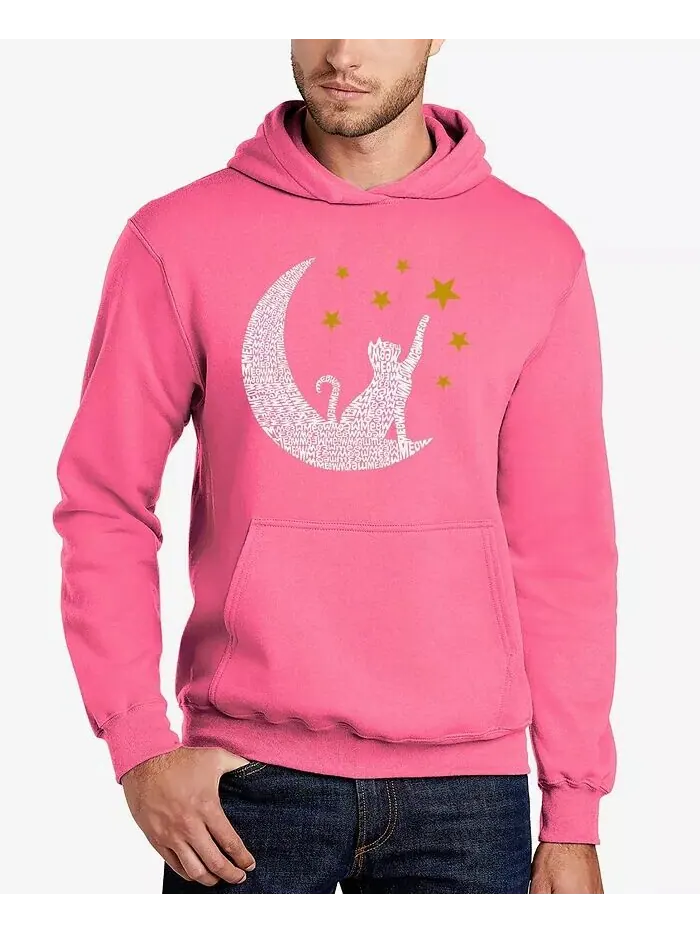 Cat Moon - Мужская толстовка с капюшоном Word Art LA Pop Art — изображение 6 из 6, серый