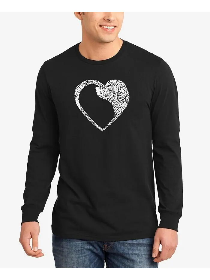 Мужская футболка с длинным рукавом и надписью Dog Heart Word Art LA Pop Art — изображение 1 из 3, черный