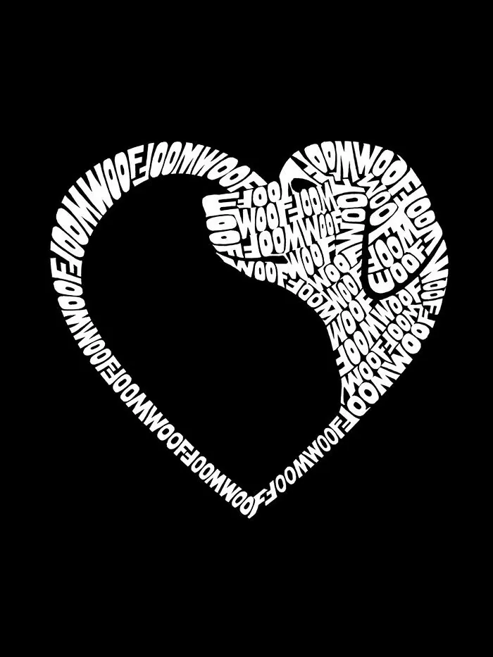 Мужская футболка с длинным рукавом и надписью Dog Heart Word Art LA Pop Art — изображение 3 из 3, черный