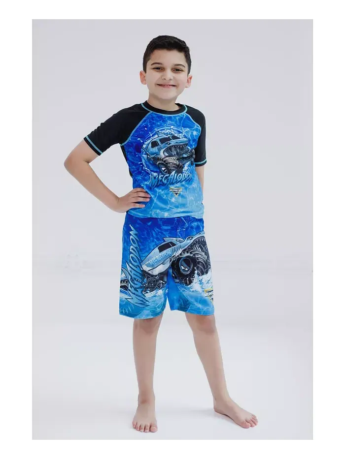 Детский комплект для плавания: худи-рашгард и шорты Boys Pullover Rash Guard and Swim Trunks Outfit — изображение 2 из 6