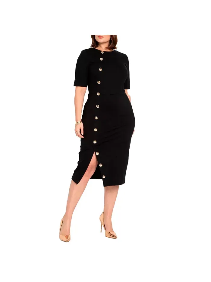 Платье рабочее на пуговицах Plus Size ELOQUII — изображение 1 из 3, черный