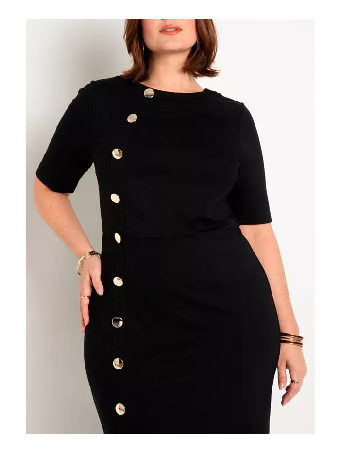 Платье рабочее на пуговицах Plus Size ELOQUII — изображение 2 из 3, черный