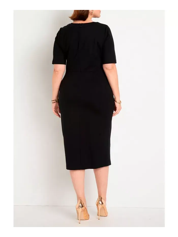 Платье рабочее на пуговицах Plus Size ELOQUII — изображение 3 из 3, черный