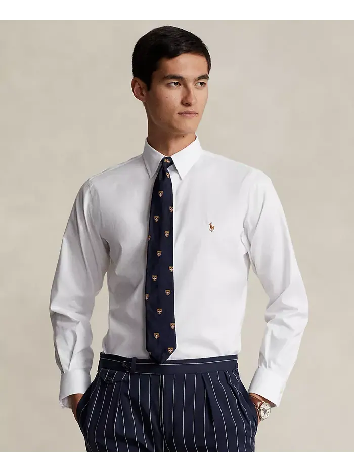 Мужская хлопковая рубашка Purepress Oxford Polo Ralph Lauren — изображение 1 из 5, белый/коричневый