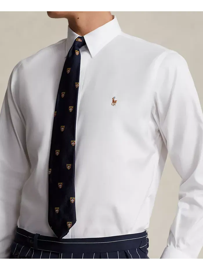 Мужская хлопковая рубашка Purepress Oxford Polo Ralph Lauren — изображение 3 из 5, белый/коричневый