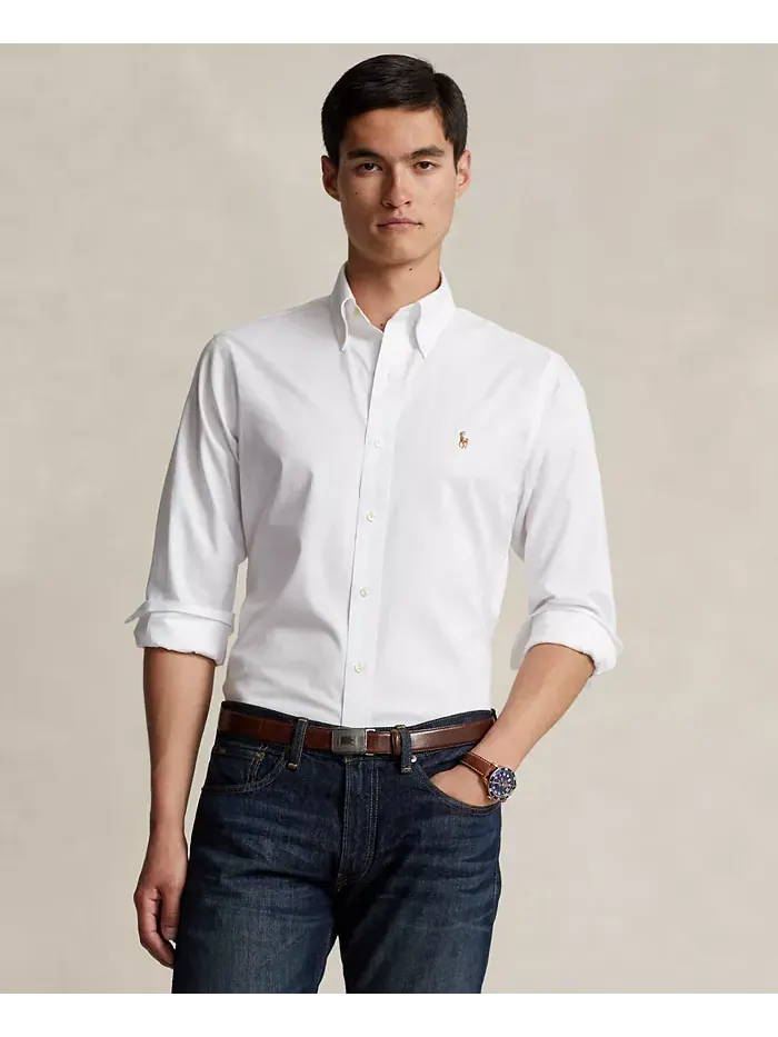 Мужская хлопковая рубашка Purepress Oxford Polo Ralph Lauren — изображение 1 из 5, белый