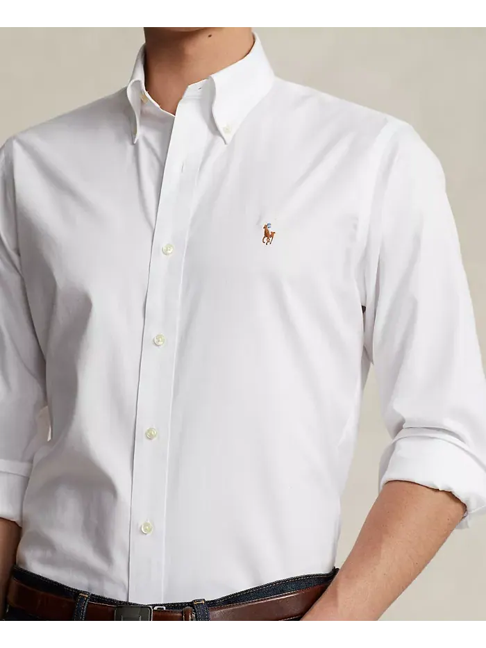 Мужская хлопковая рубашка Purepress Oxford Polo Ralph Lauren — изображение 3 из 5, белый