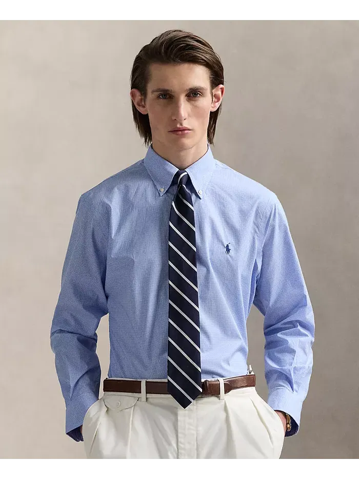 Мужская хлопковая рубашка Purepress Oxford Polo Ralph Lauren — изображение 1 из 6, синий/белый