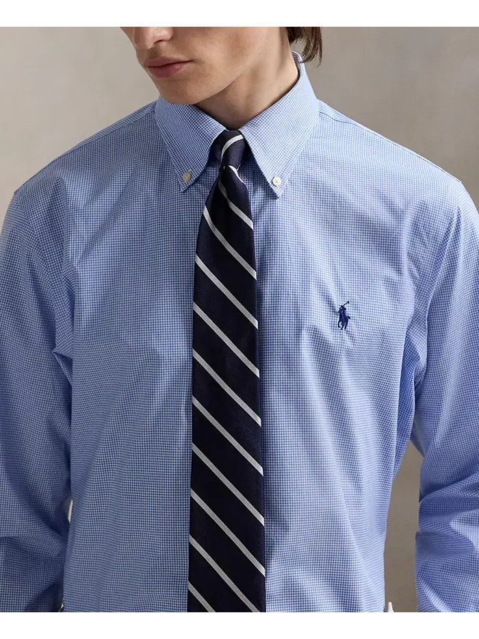 Мужская хлопковая рубашка Purepress Oxford Polo Ralph Lauren — изображение 3 из 6, синий/белый