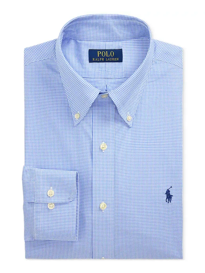 Мужская хлопковая рубашка Purepress Oxford Polo Ralph Lauren — изображение 5 из 6, синий/белый