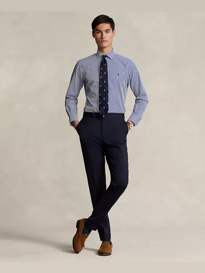 Мужская хлопковая рубашка Purepress Oxford Polo Ralph Lauren — изображение 3 из 4, белый