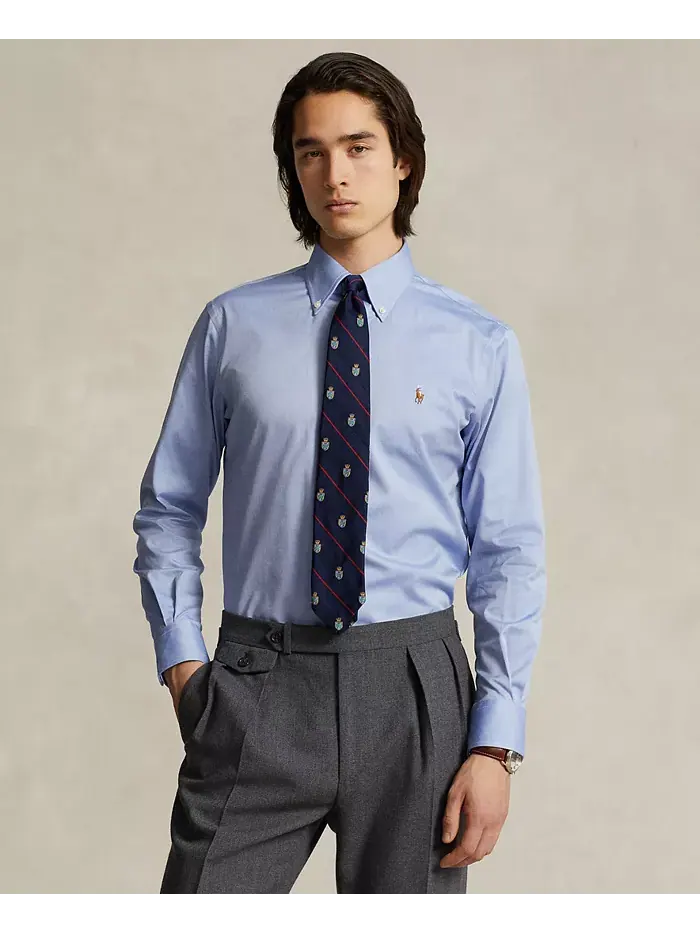 Мужская хлопковая рубашка Purepress Oxford Polo Ralph Lauren — изображение 1 из 6, синий белый
