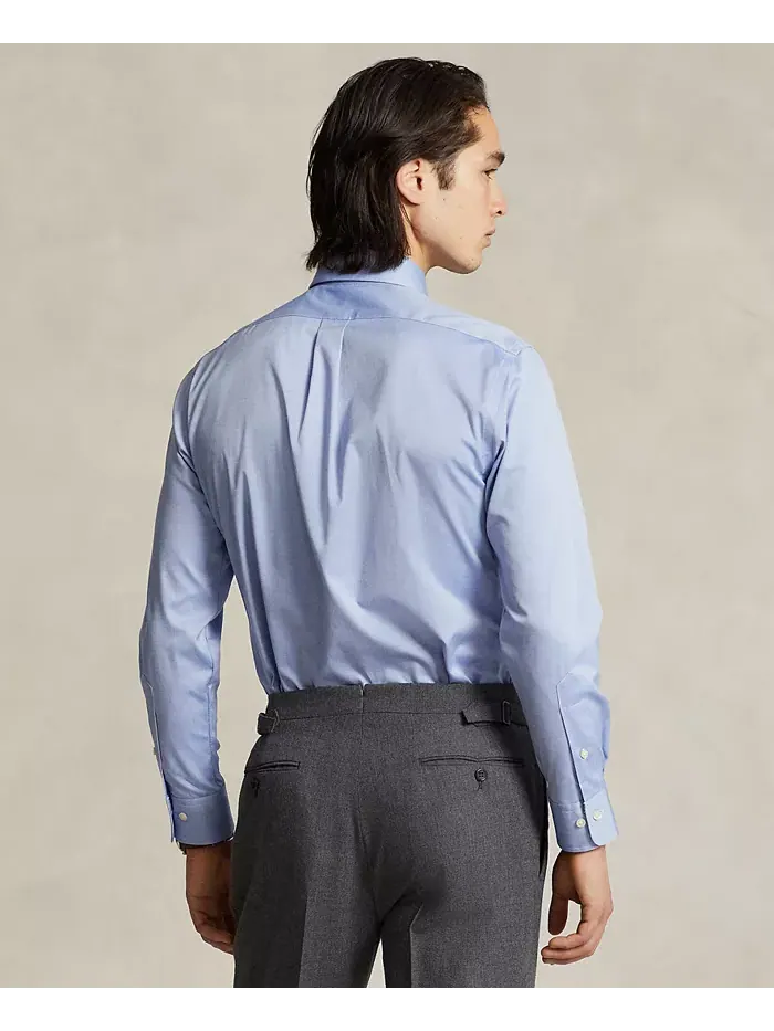 Мужская хлопковая рубашка Purepress Oxford Polo Ralph Lauren — изображение 2 из 6, синий белый