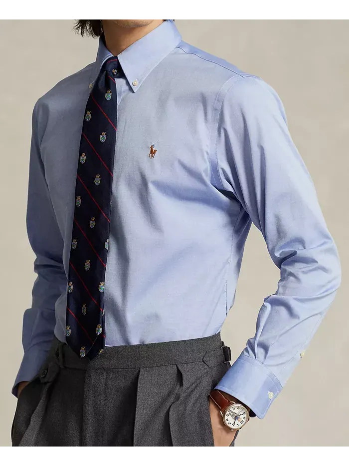 Мужская хлопковая рубашка Purepress Oxford Polo Ralph Lauren — изображение 3 из 6, синий белый