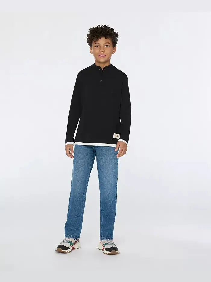 Футболка Henley от Big Boys Slub Jersey SCOTCH & SODA — изображение 2 из 7, черный