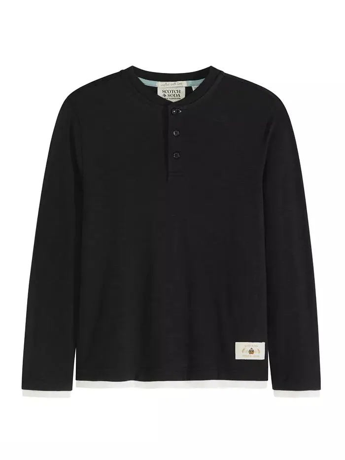 Футболка Henley от Big Boys Slub Jersey SCOTCH & SODA — изображение 4 из 7, черный