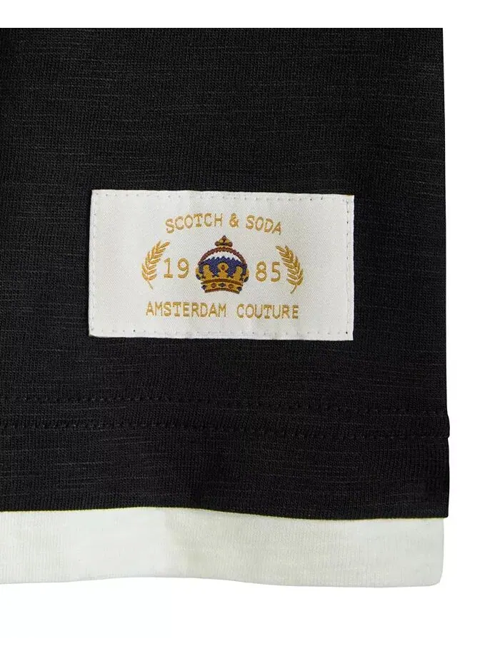 Футболка Henley от Big Boys Slub Jersey SCOTCH & SODA — изображение 7 из 7, черный