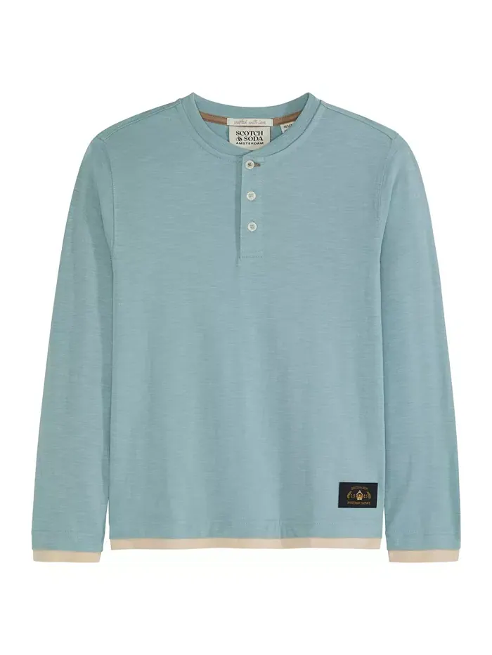 Футболка-поло для мальчиков больших размеров из мягкого джерси SCOTCH & SODA — изображение 4 из 11, синий