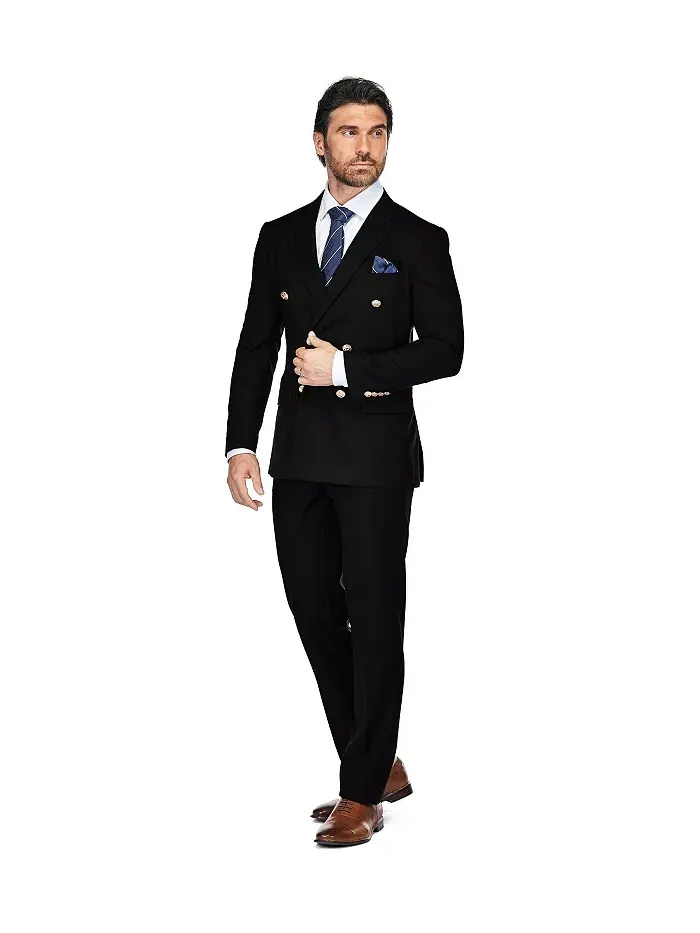 Мужской двубортный костюм Slim Fit 2-Piece Gino Vitale — изображение 1 из 3, черный