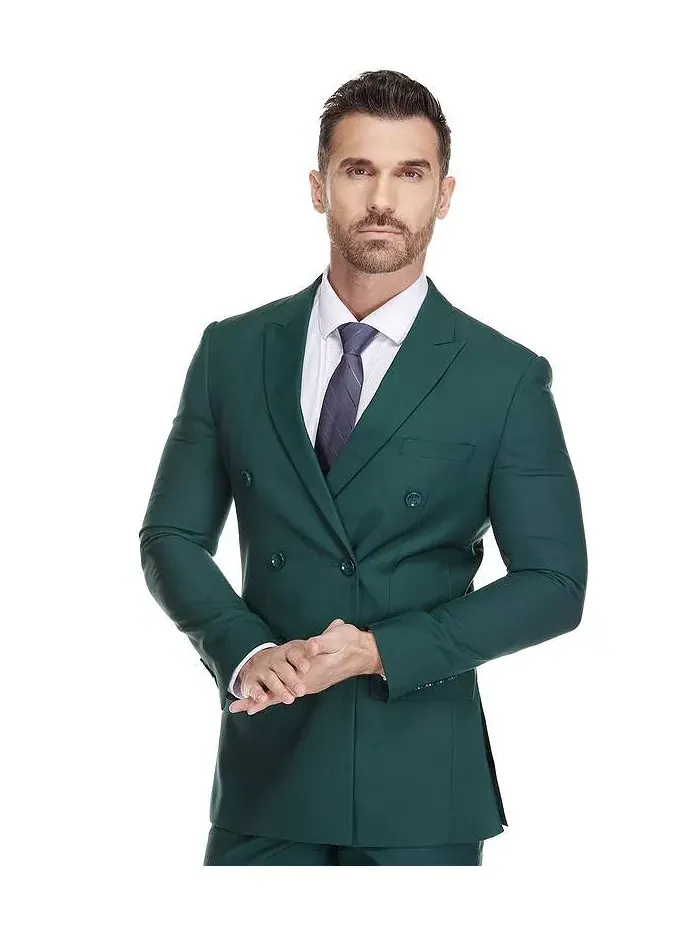 Мужской двубортный костюм Slim Fit 2-Piece Gino Vitale — изображение 2 из 4, зеленый