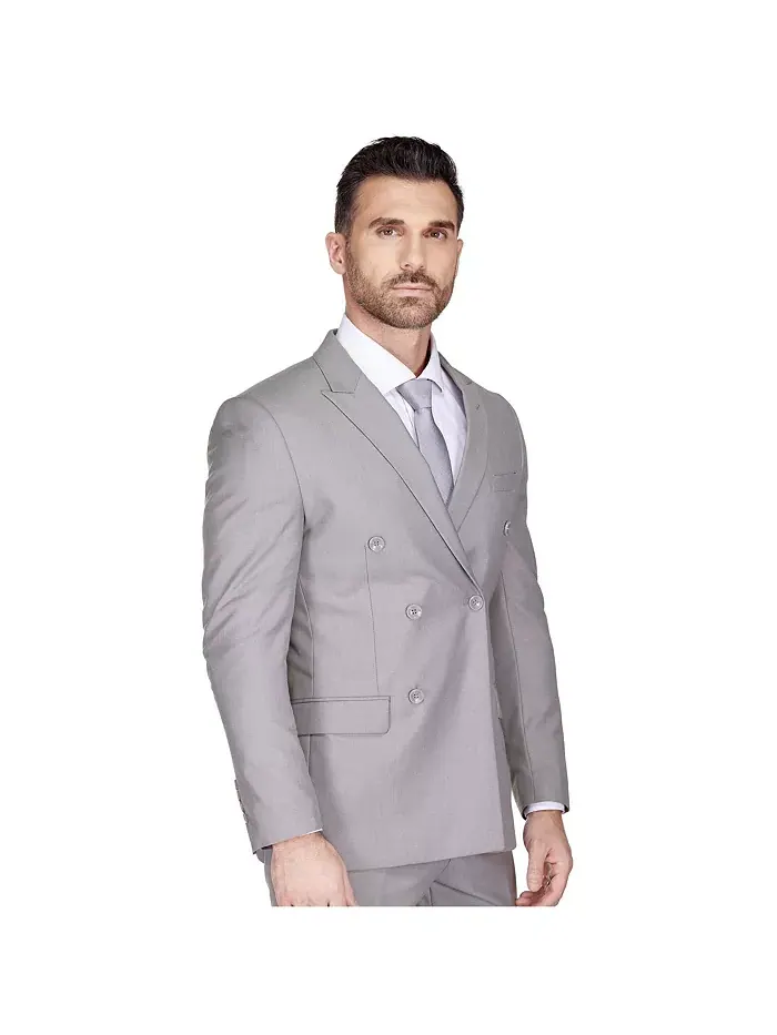 Мужской двубортный костюм Slim Fit 2-Piece Gino Vitale — изображение 1 из 4, светлый серый