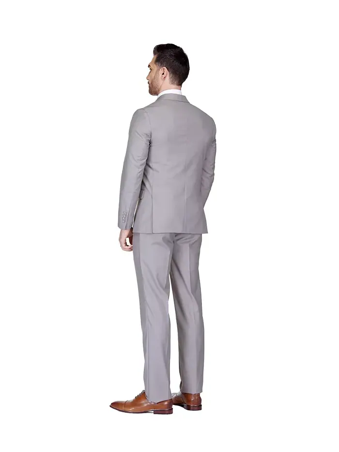 Мужской двубортный костюм Slim Fit 2-Piece Gino Vitale — изображение 4 из 4, светлый серый