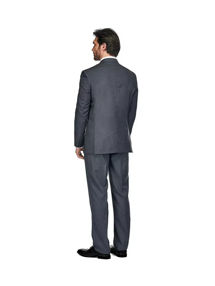 Мужской двубортный костюм Slim Fit 2-Piece Gino Vitale — изображение 3 из 4, темно-серый
