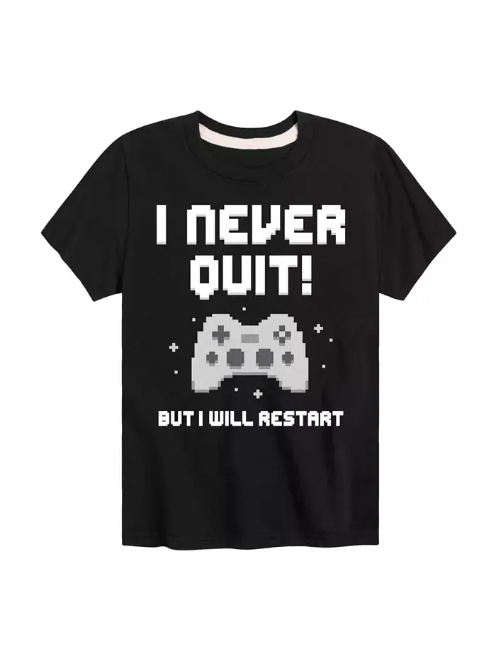 Футболка с принтом "Gamer I Never Quit" для мальчиков старшего возраста Hybrid — черный